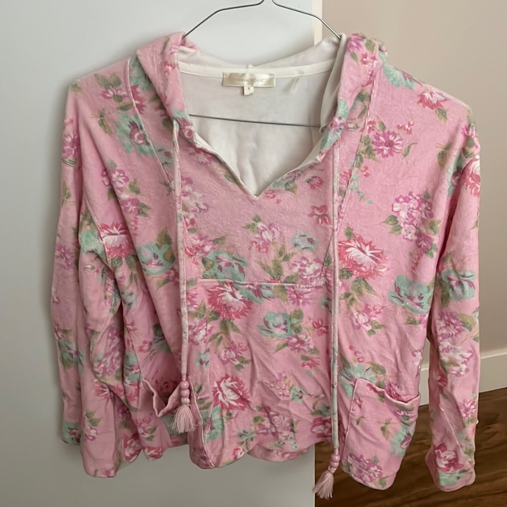 LSF floral print terry hoodie